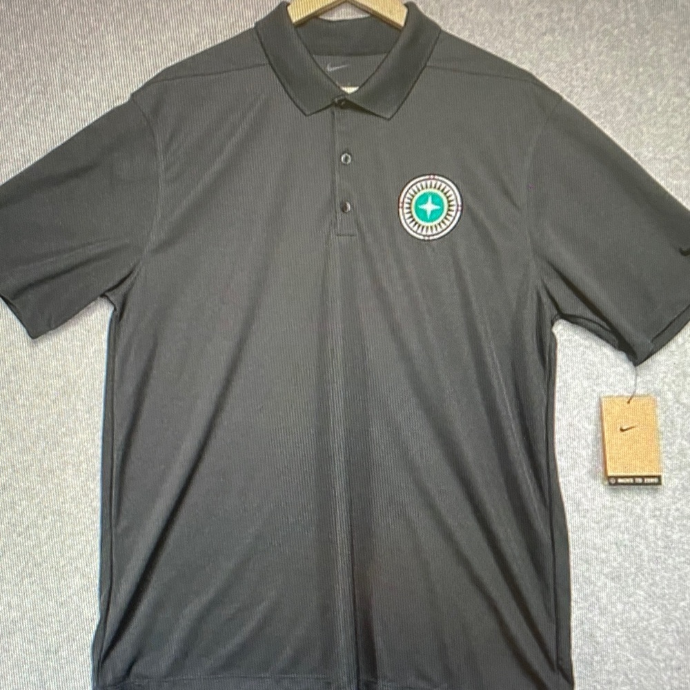 Nike Men's Dark Gray Polo Shirt with Emblem